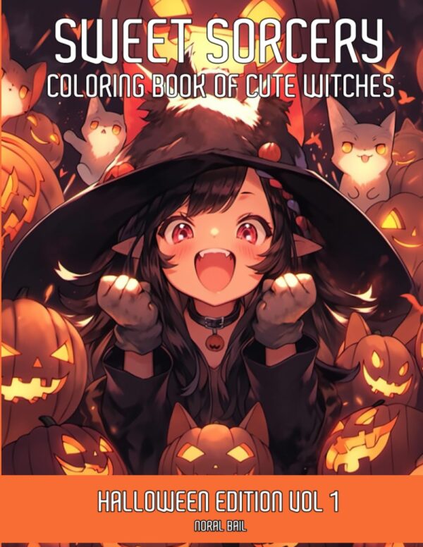 Sweet Sorcery Coloring Book of Cute Witches: Halloween Edition Vol 1
